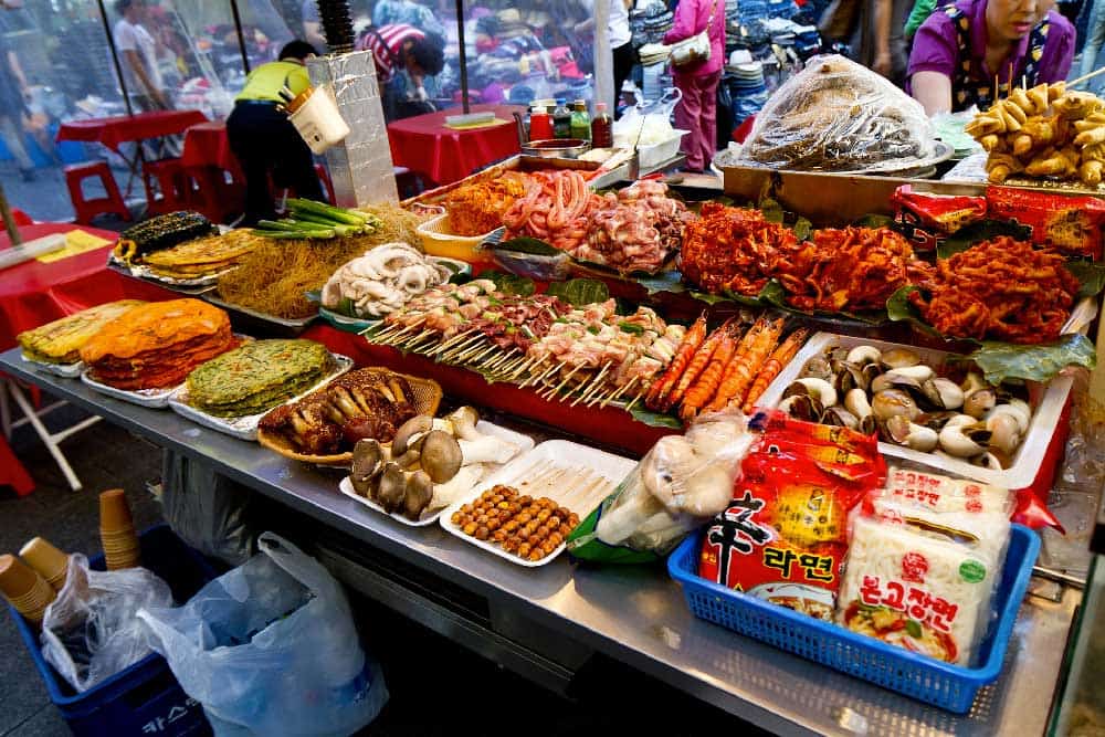 Street food stand in Myeongdong
