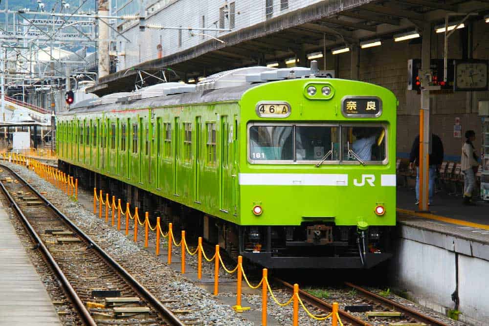 Green JR Train in Nara, Japan