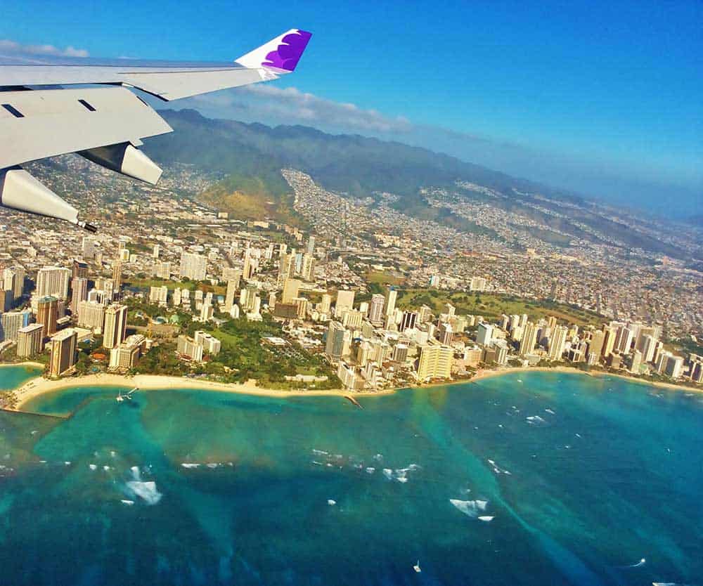 Hawaiian Airlines over Honolulu