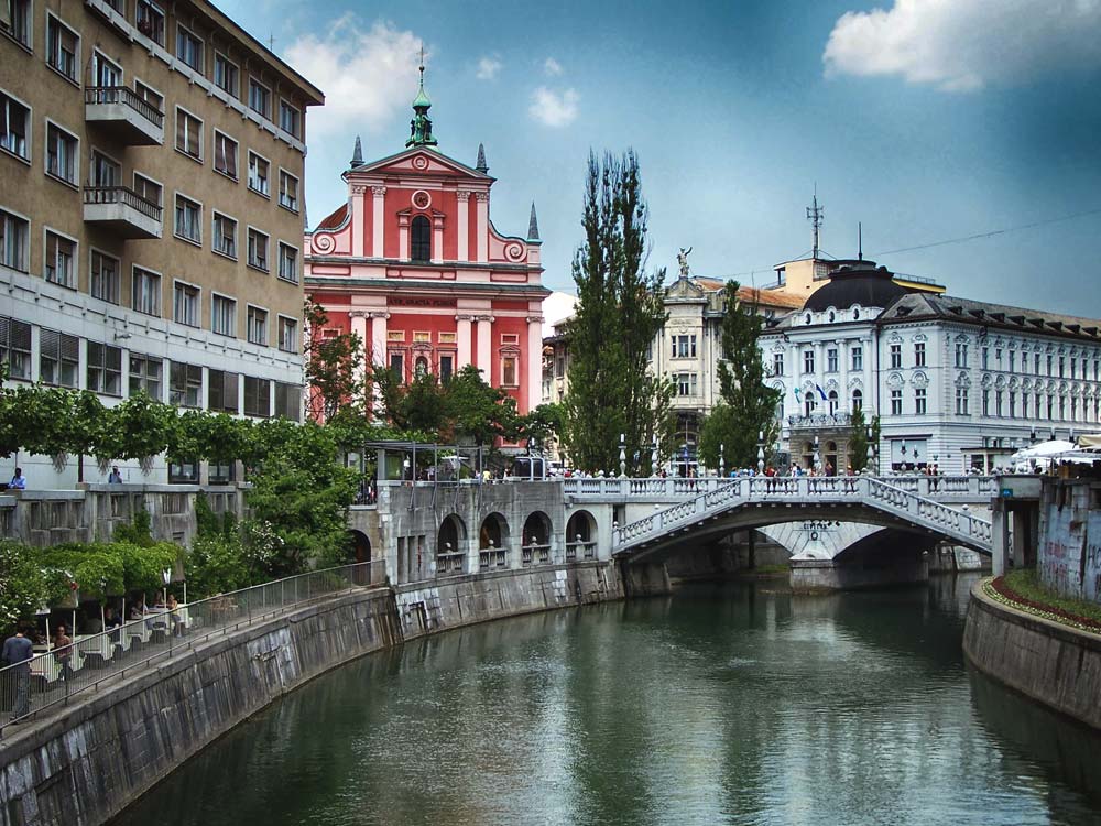 Triple Bridge in Old Town Ljubljana, Slovenia