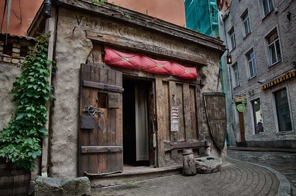 Medieval Wooden Restaurant in Old Town Riga, Latvia