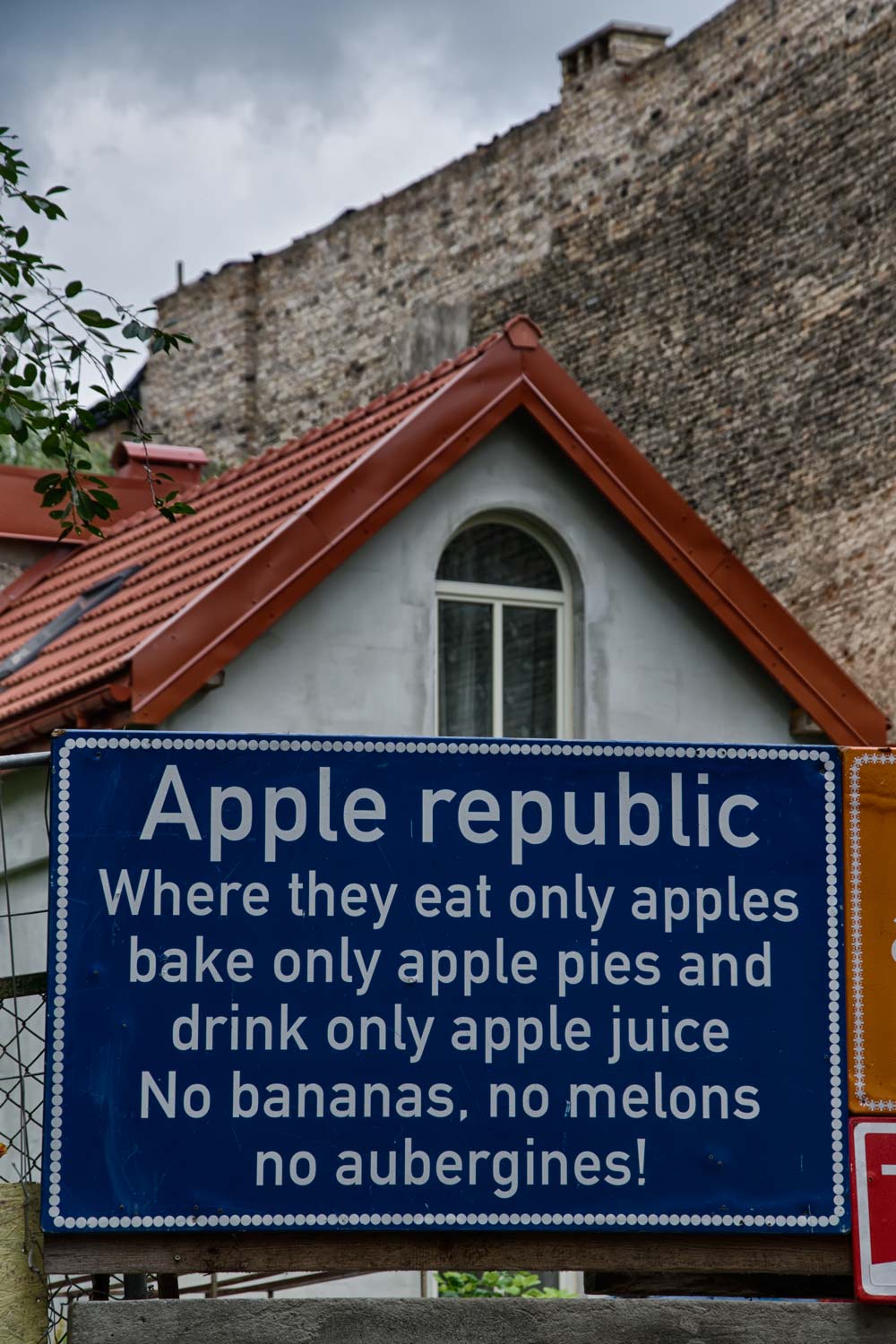 Apple Republic Sign in Užupis, Vilnius, Lithuania
