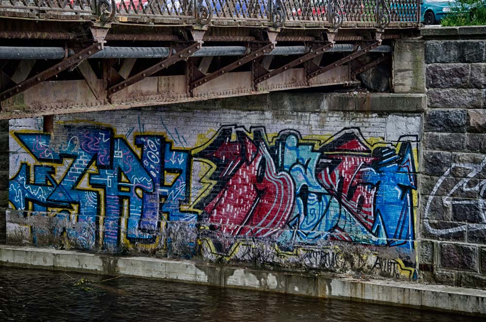 Street Art Under Bridge in Užupis, Vilnius, Lithuania